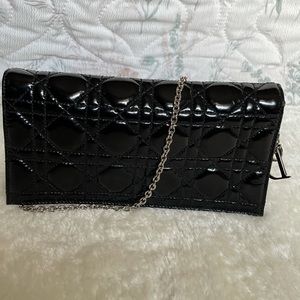 Dior Patent Cannage Rendezvous Chain Wallet